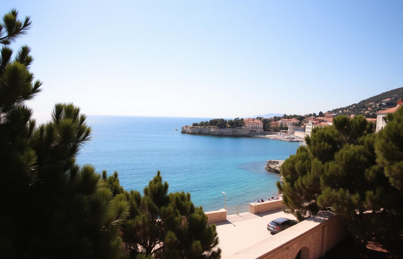 Lapad bay in Dubrovnik with pine trees and turquoise water